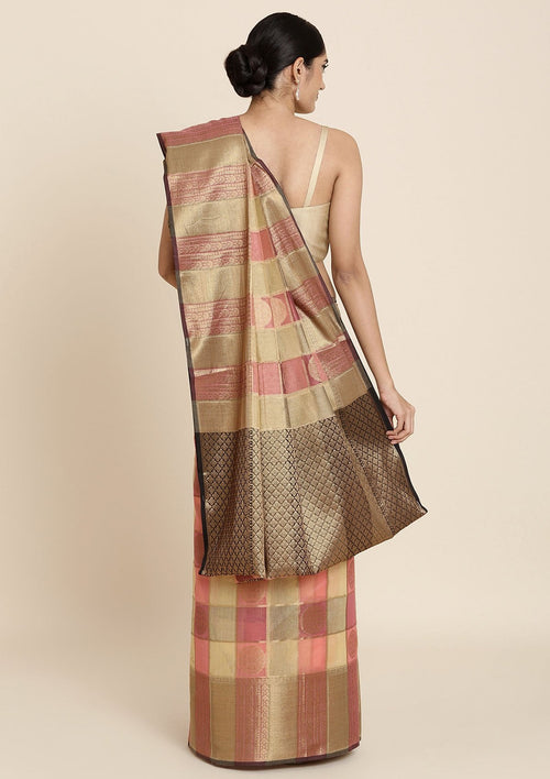 Chequered Zariwork Art Silk Saree