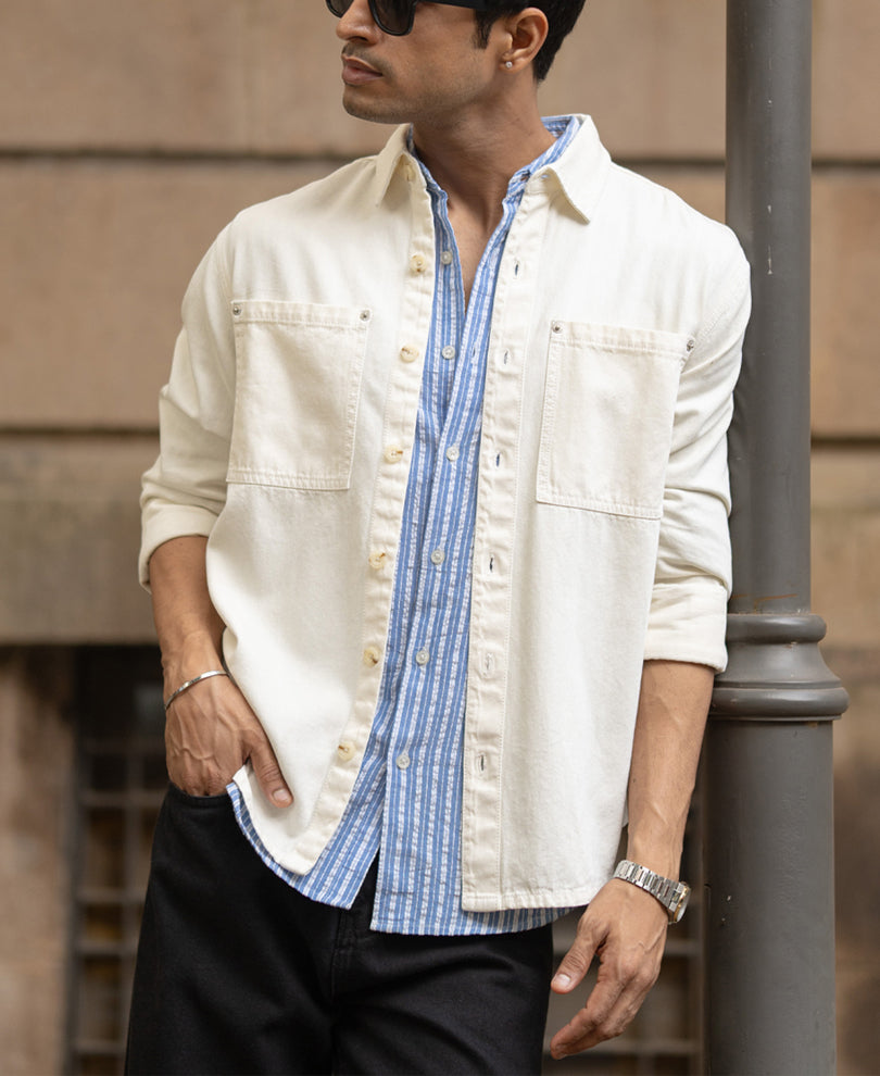 Off-White Structured Shirt With Pockets 100% Cotton