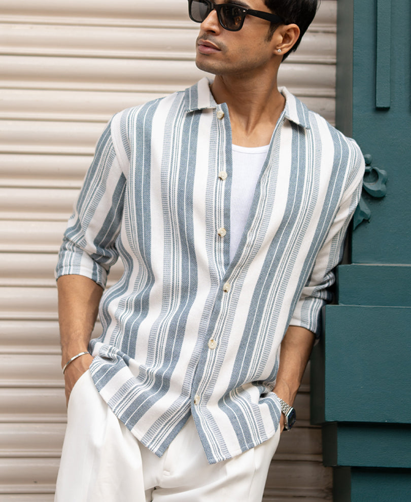 Blue Structure Stripe Shirt