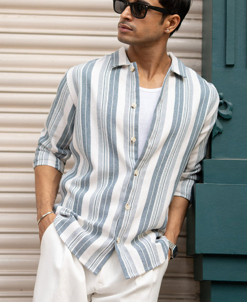 Blue Structure Stripe Shirt