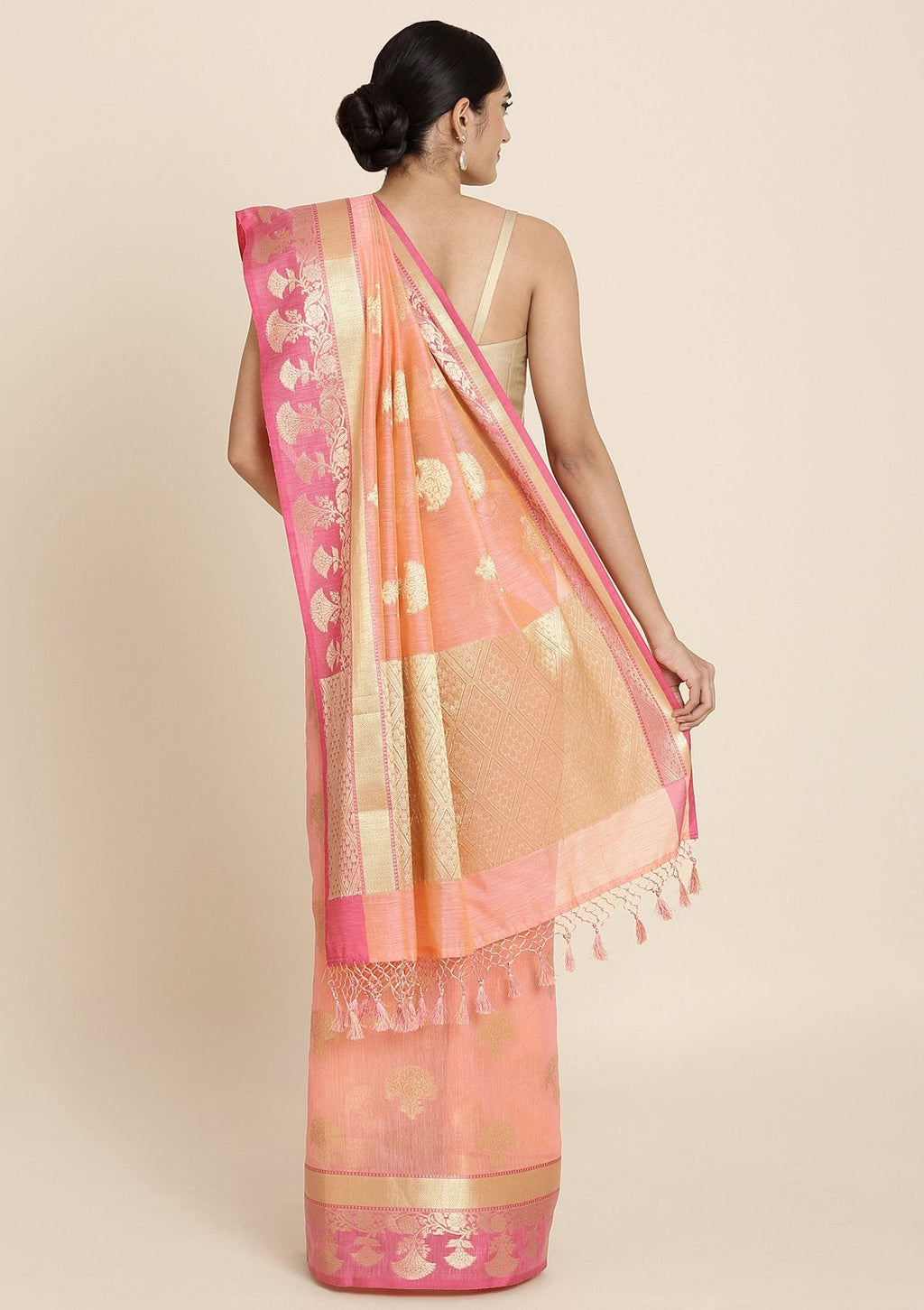 Pink Zariwork Brocade Designer Saree