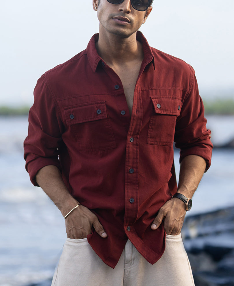 Brick Structure Cargo Overshirt 100% Cotton