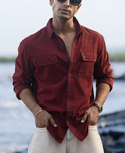 Brick Structure Cargo Overshirt 100% Cotton