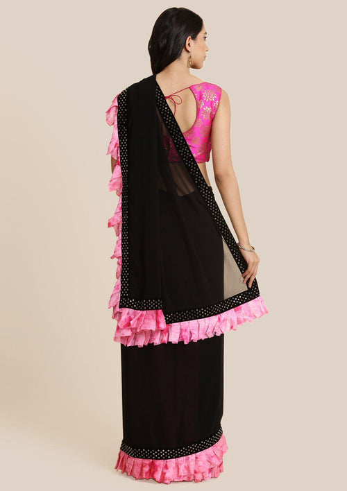 Black Swarovski Chiffon Designer Saree