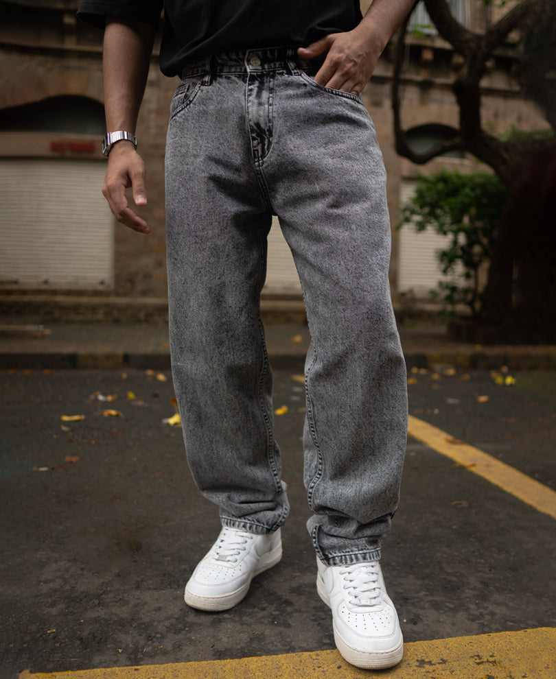 Dark Grey Baggy fit Denim Jeans 100% Cotton