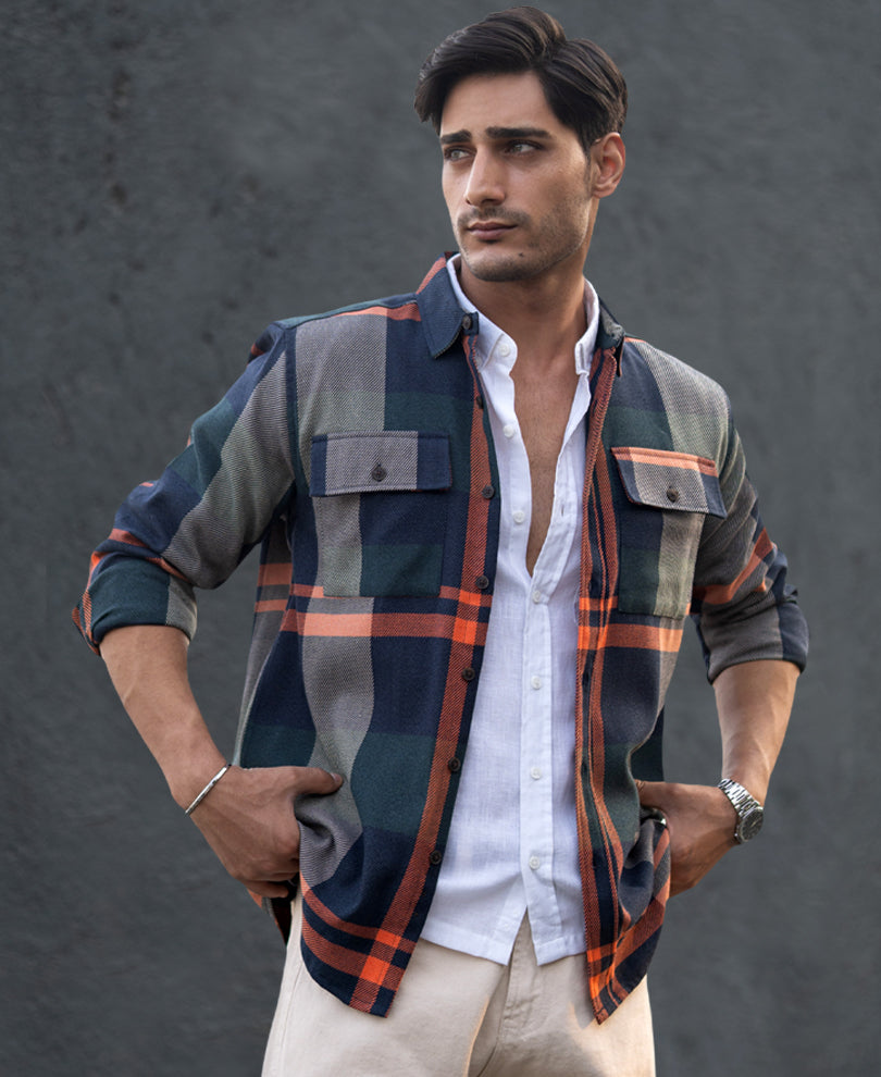 Multicolour Structure Checked Shirt