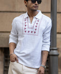 White Embroidered Kurta Shirt 100% Cotton
