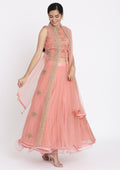 Pink Zariwork Net Readymade Lehenga