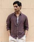 Brown Structured Lightweight Shirt 100% Cotton