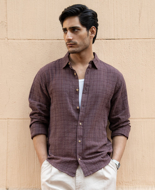Brown Structured Lightweight Shirt 100% Cotton