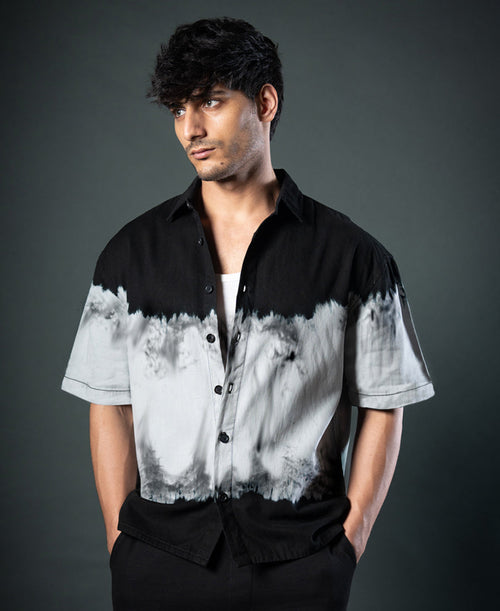 Black Tie-Dye Boxy Shirt 100% Cotton