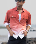 Orange Rust Ombre Pocket Shirt 100% Cotton