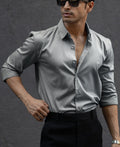 Grey Melange Stretch Shirt