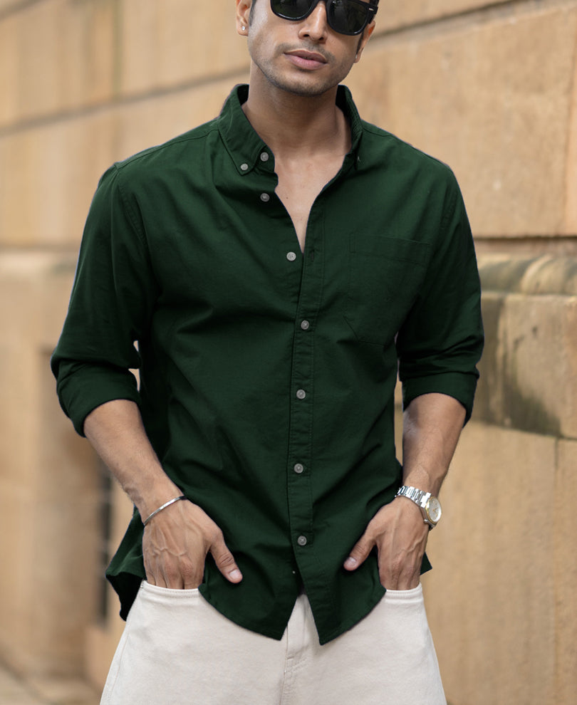 Emerald Green Oxford Shirt 100% Cotton