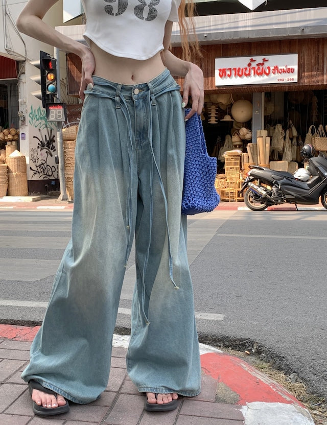 Sporty Glam Baggy Denim Joggers