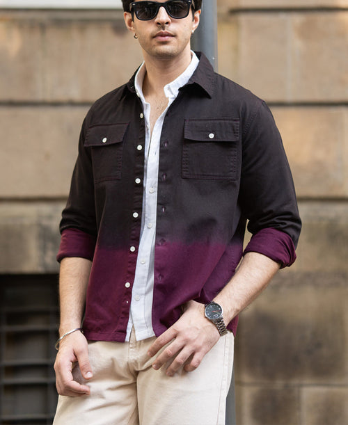 Dark Onion Ombre Cargo Shirt 100% Cotton