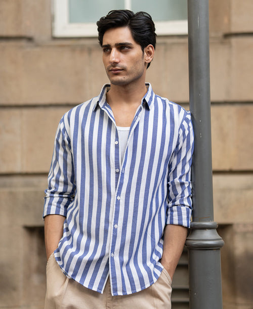 Blue Nautical Stripe Shirt 100% Cotton