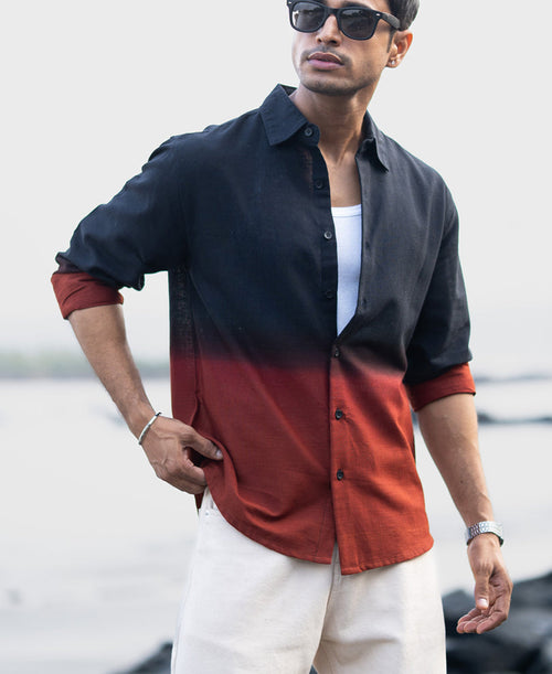Black And Brown Ombre Shirt 100% Cotton