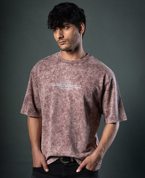 Brown Washed Graphic T-Shirt 100% Cotton