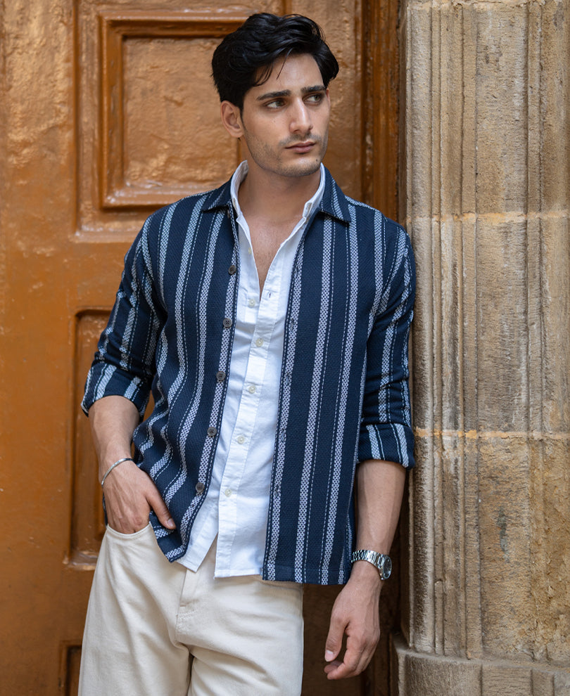 Navy Structure Stripe Shirt