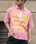 Red Micro Checks Printed Boxy Shirt 100% Cotton