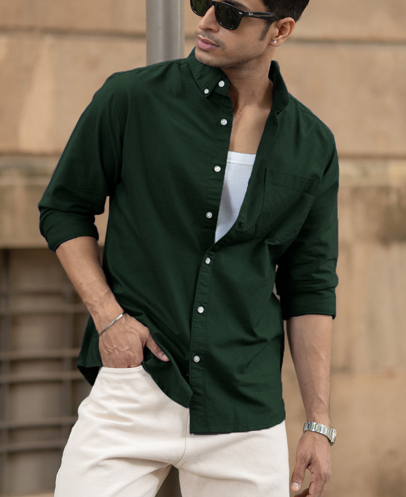 Emerald Green Oxford Shirt 100% Cotton