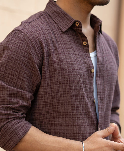 Brown Structured Lightweight Shirt 100% Cotton