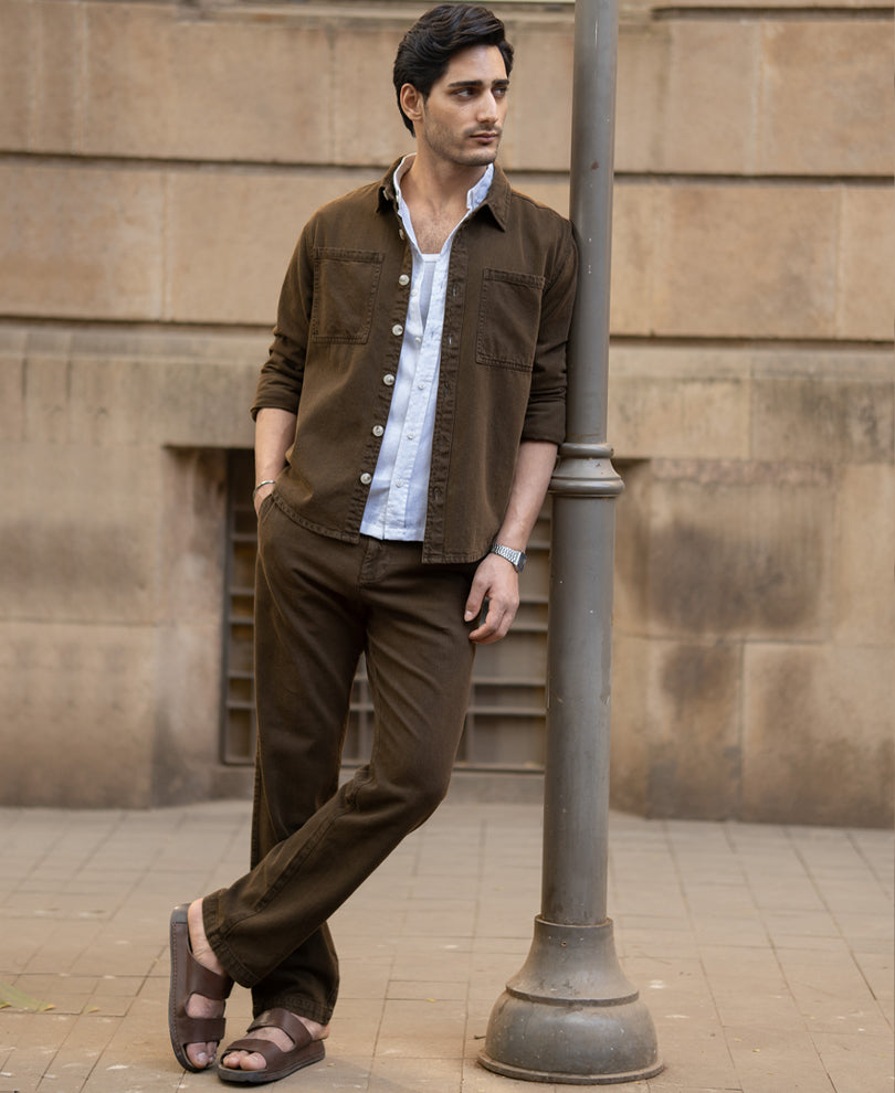 Brown Structured Co-ord Set 100% Cotton