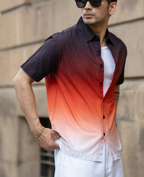 Dark Brick Ombre Shirt 100% Cotton