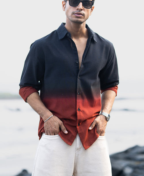 Black And Brown Ombre Shirt 100% Cotton