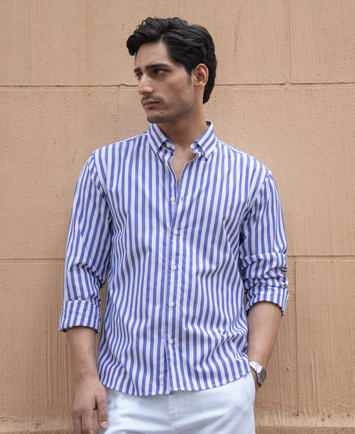 Blue Lightweight Stripe Shirt