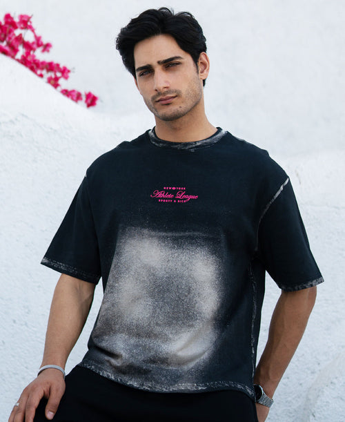 Black Sprayed Graphic T-Shirt 100% Cotton
