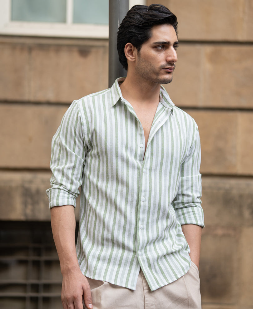 Mint Structured Stripe Shirt