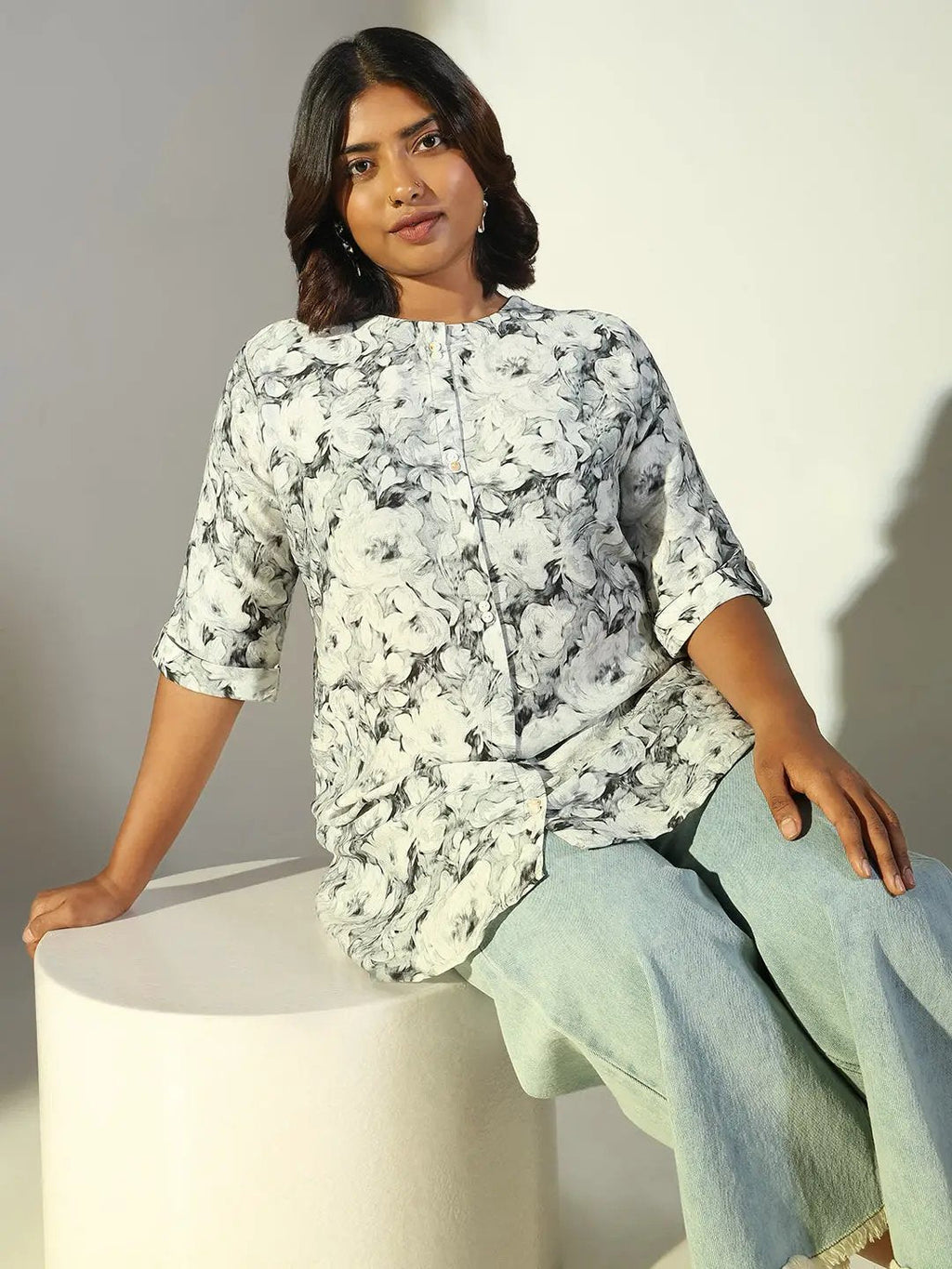Women's Green Floral Printed Kurti