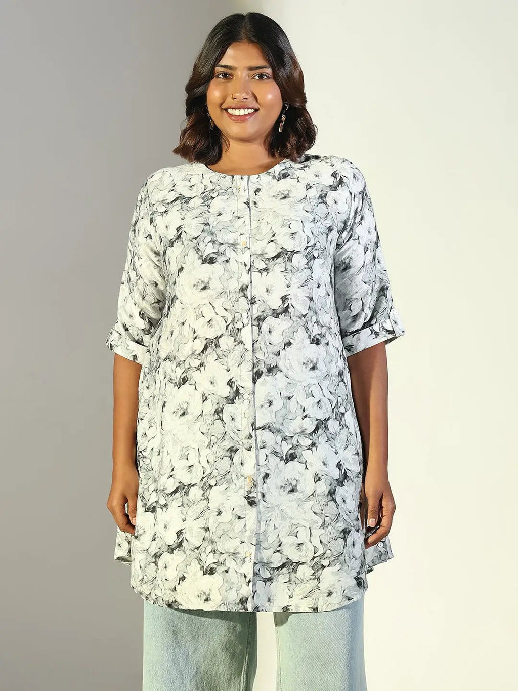 Women's Green Floral Printed Kurti