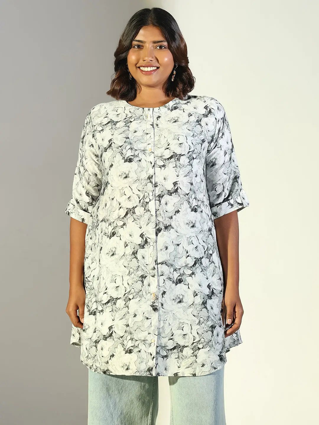 Women's Green Floral Printed Kurti