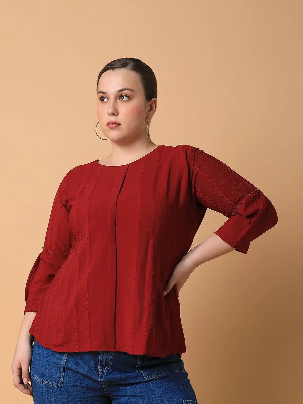 Women's Maroon Georgette Top