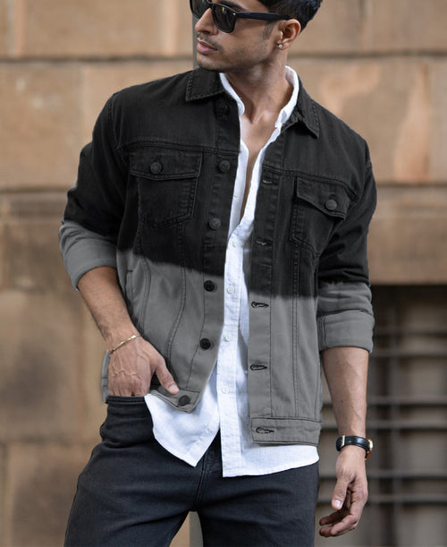 Black Ombre Denim Jacket 100% Cotton