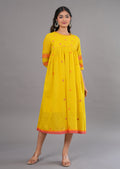 Mustard Cotton Midi Dress