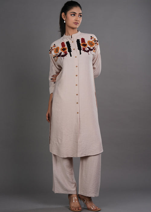 Fawn Gold Straight Cut Kurti Set