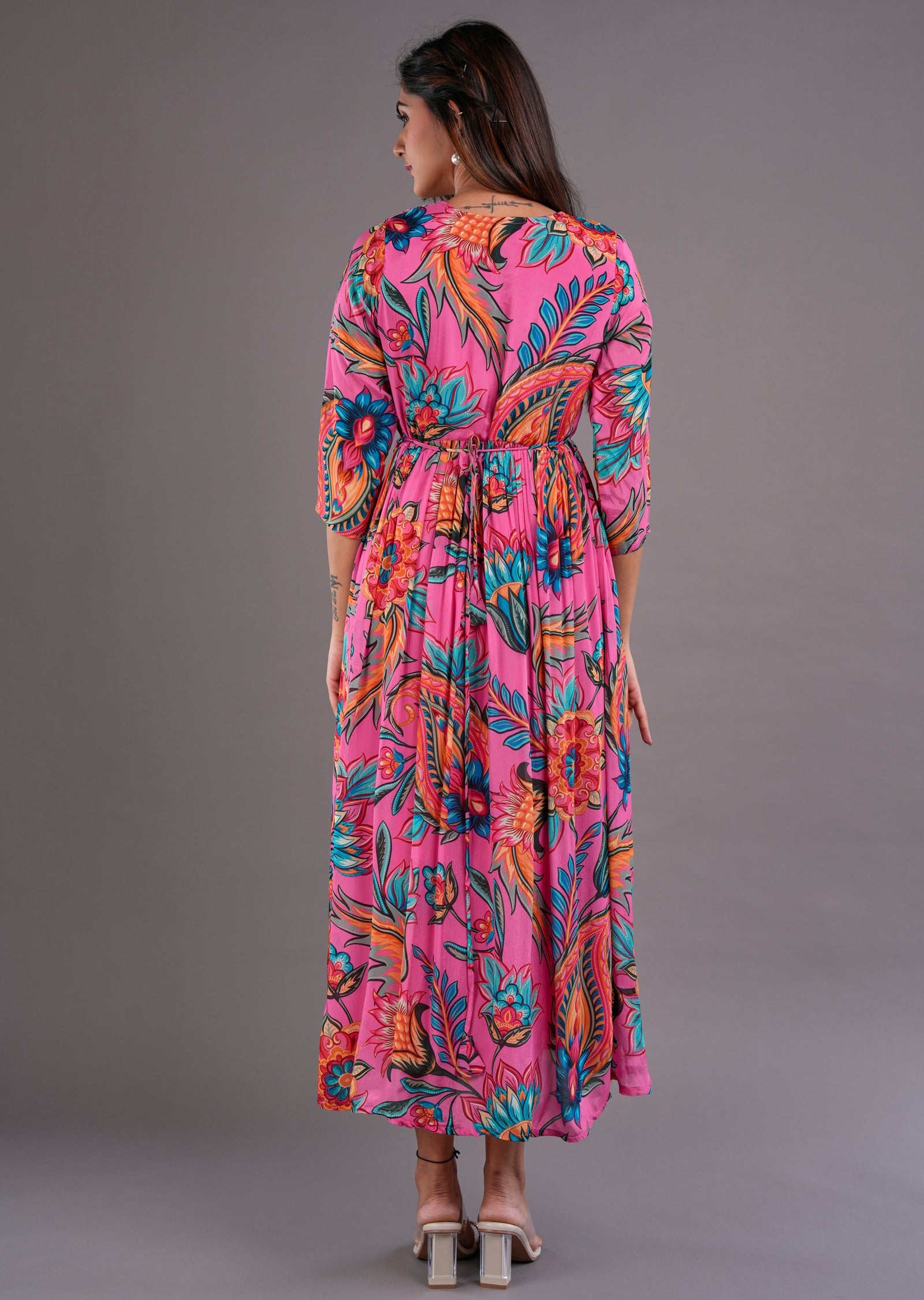 Pink Chinnon Midi Dress