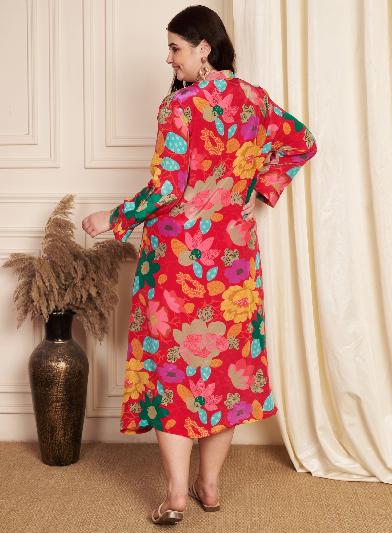 Rani Pink Crepe Midi Dress