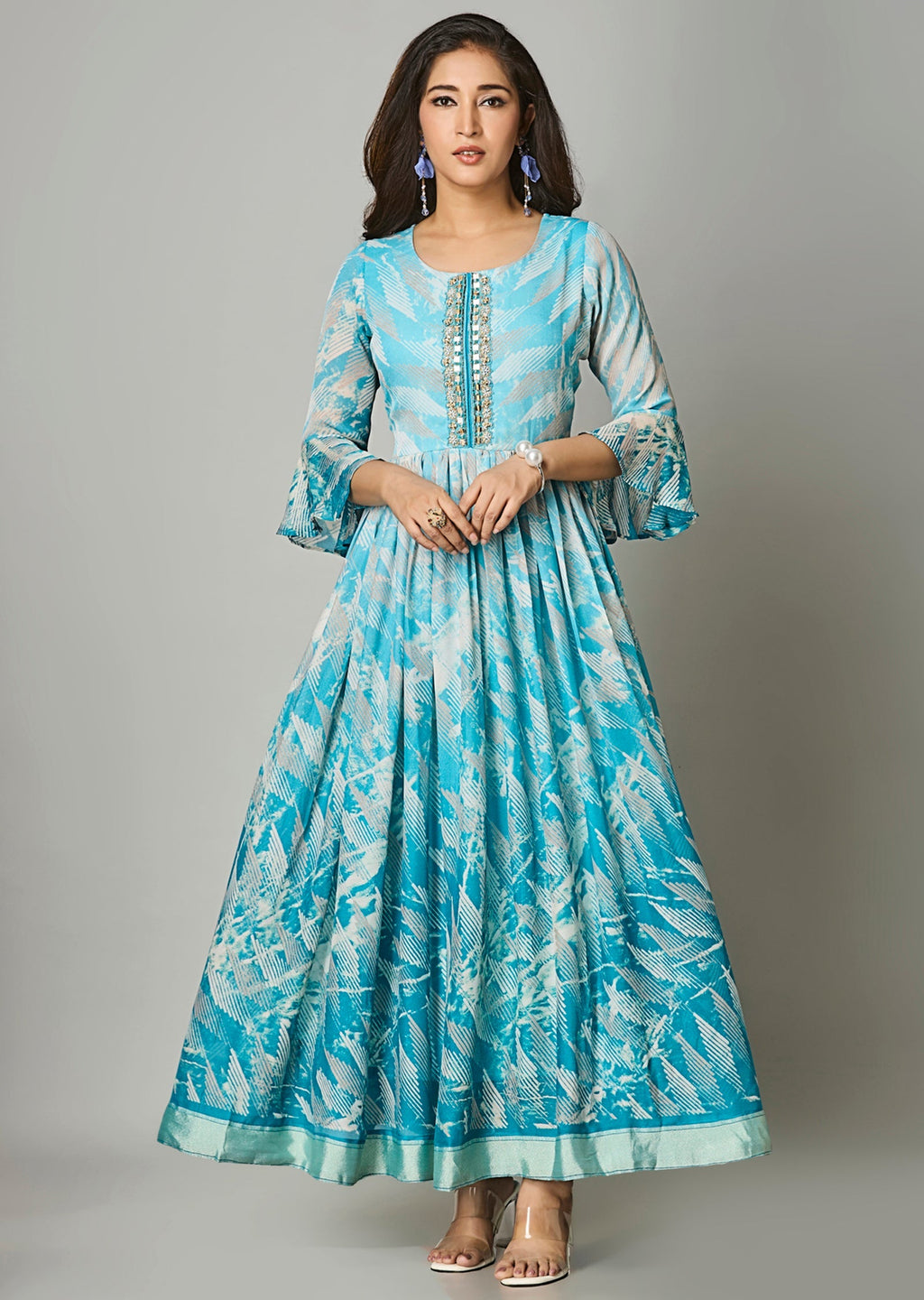 Light Blue Chiffon Long Dress