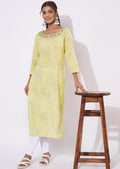 Yellow Linen Cotton Straight Cut