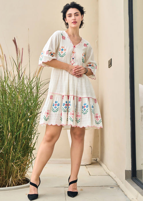 Cream Cotton Midi Dress