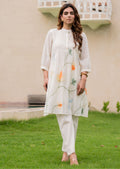 Cream Chanderi Straight Cut Kurti Set