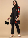 Women's Floral Black A Line Kurta Set