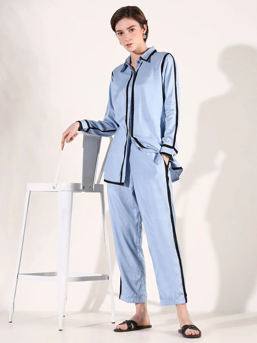 Women's Solid Blue Co-Ords Set