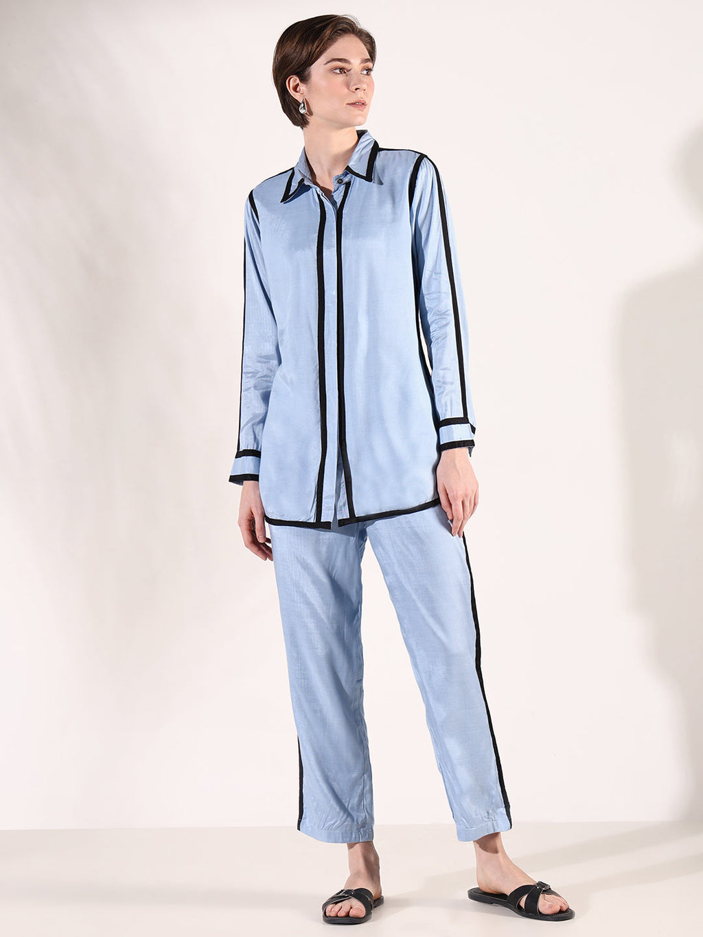 Women's Solid Blue Co-Ords Set