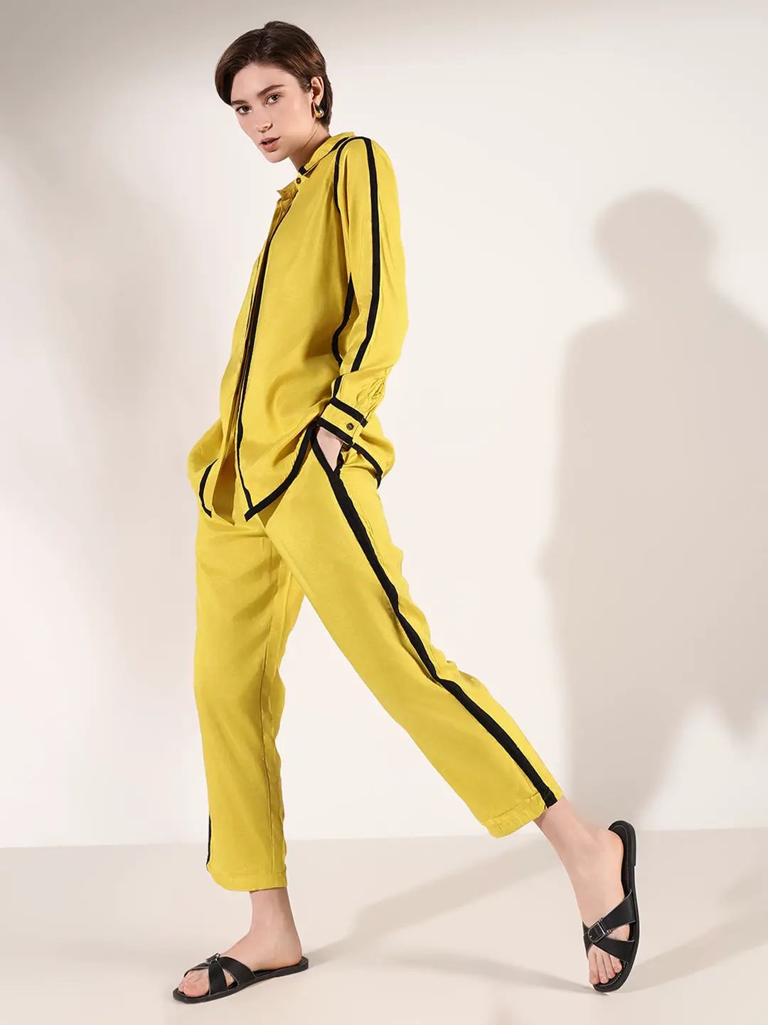 Women's Solid Yellow Co-Ords Set